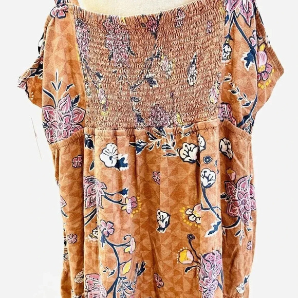 NWT SONOMA Women Sleeveless Pullover Brown Elastic Waist V-Neck Dress Size 4X - Picture 10 of 15